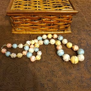 Multi color pastel round balls necklace.